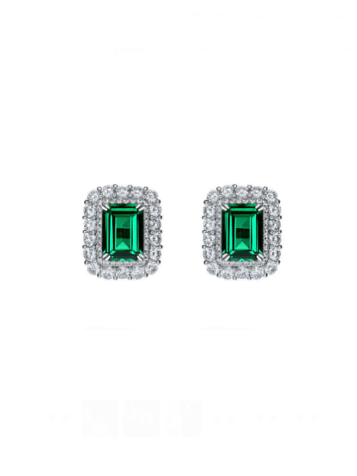 Green [E 1994] 925 Sterling Silver High Carbon Diamond Geometric Luxury Cluster Earring